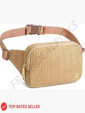 Faux Straw Belt Bag Crossbody Fanny Pack Waist Pack Travel Beach Essentials RFID